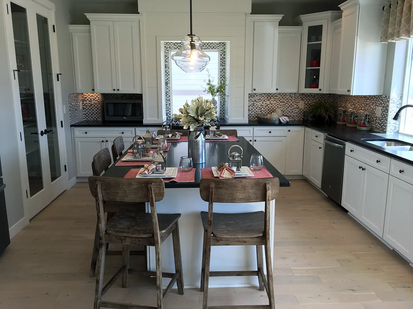 Basement Kitchen with an Island