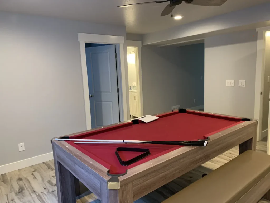 Santaquin Utah Basement Finishing- game room with a pool table