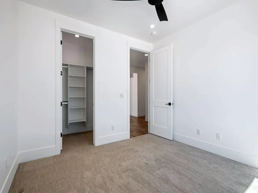 Basement closet space for in a recently finished basement in Lehi Utah
