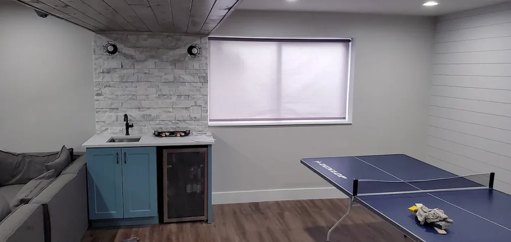 Lehi Basement Finishing- family room with a ping pong table