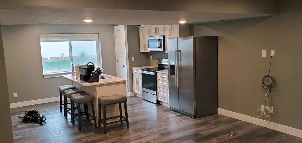 Herriman Utah Basement Finishing- with a small kitchenette