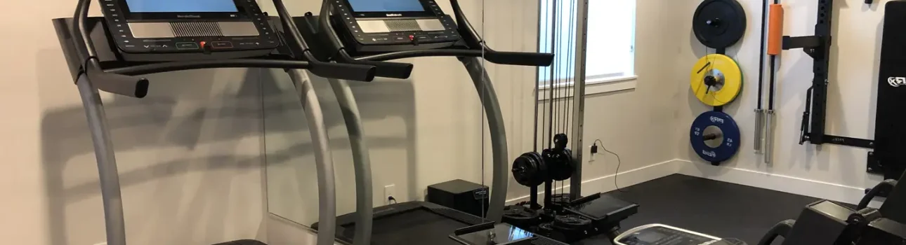 Basement Finishing Utah- a custom home gym with lots of free weights and other equipment