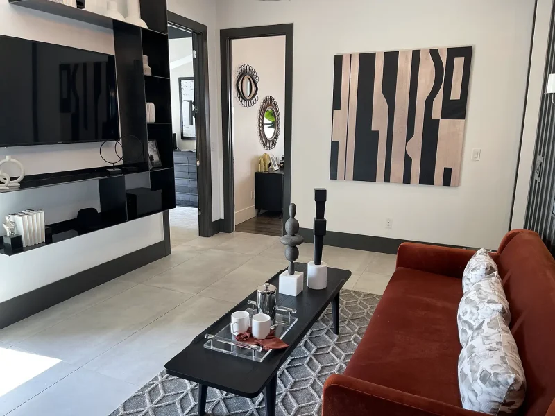 Utah Basement Finishing- a basement family room with professional decoration