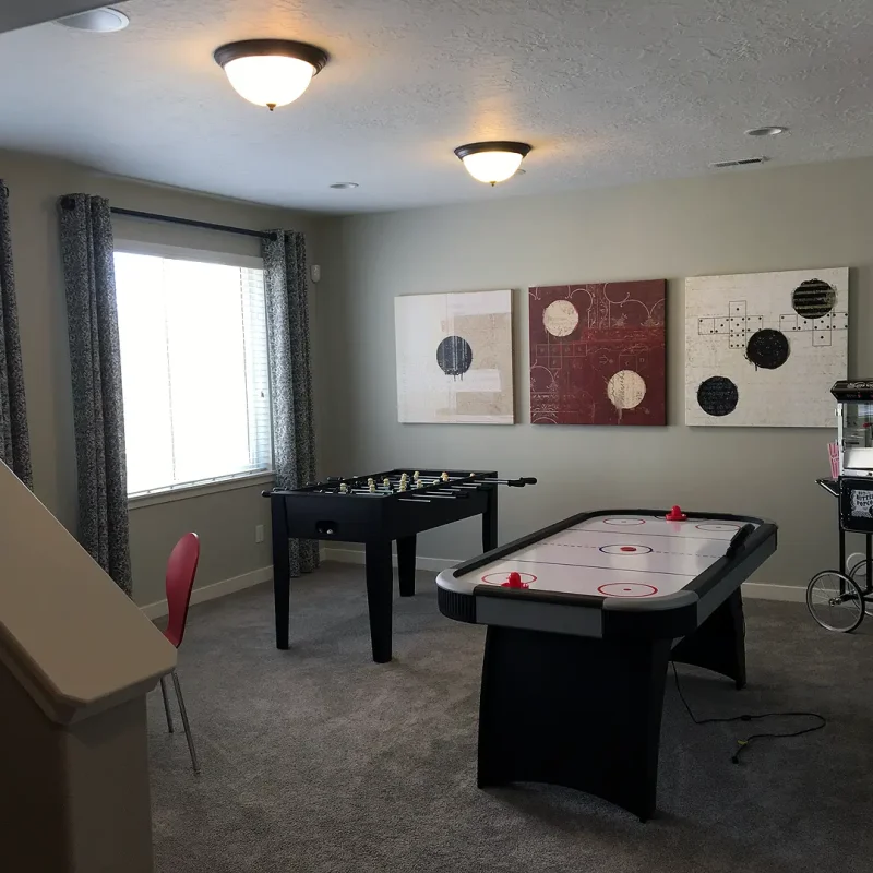 Basement Finishing Utah- basement family room and game room