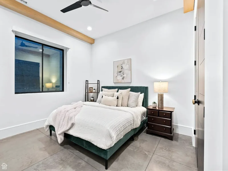 Utah Basement Finishing- basement bedroom with wood trim