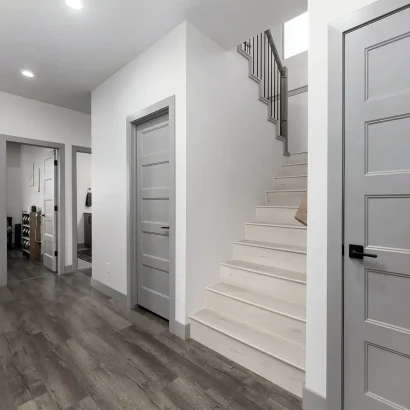 Basement Finishing Utah- basement stairs finished with LVP caps