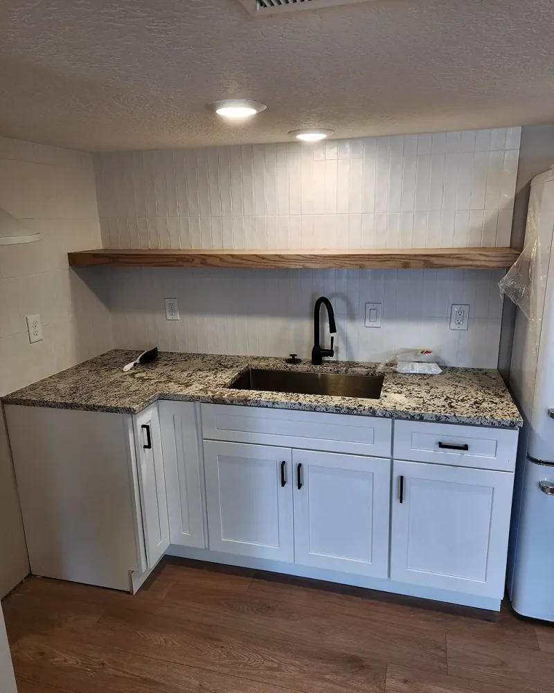 Utah Basement Finishing showing an small kitchen for a basement apartment or ADU