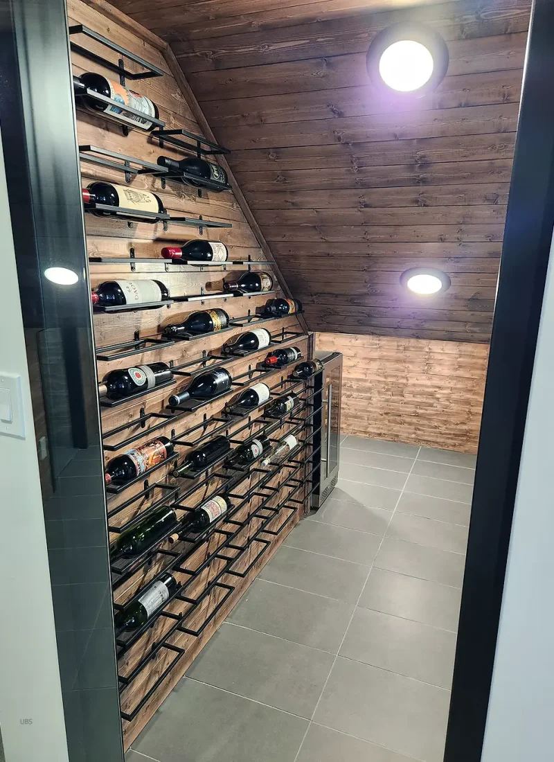 Basement Finishing Utah- custom wine room with a glass door