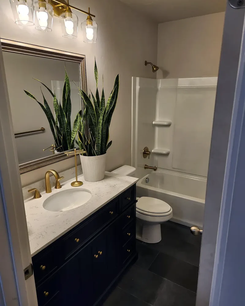 Santaquin Utah Basement Finishing- bathroom with a custom vanity