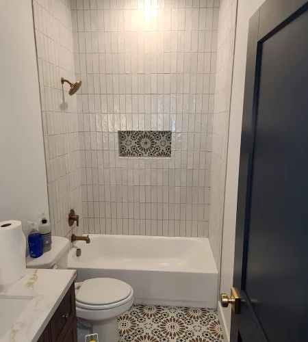 Santaquin Utah Basement finishing= a custom bathroom with a tile shower