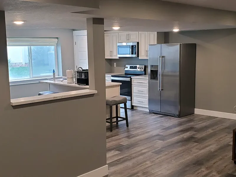 Utah Basement Finishing- basement apartment or ADU with a small kitchen
