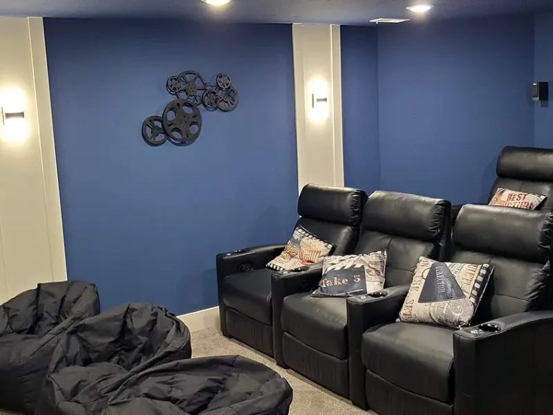 West Jordan Utah Basement Finishing- theater room with custom seating
