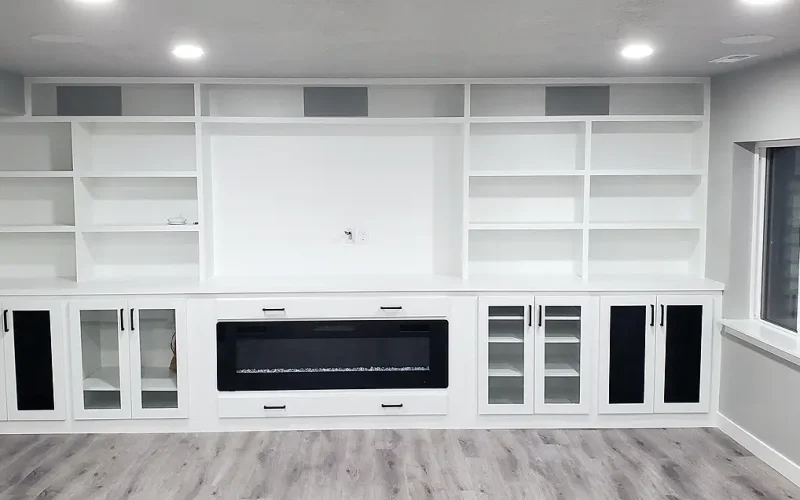 Basement Finishing Syracuse Utah- custom built-in entertainment Center