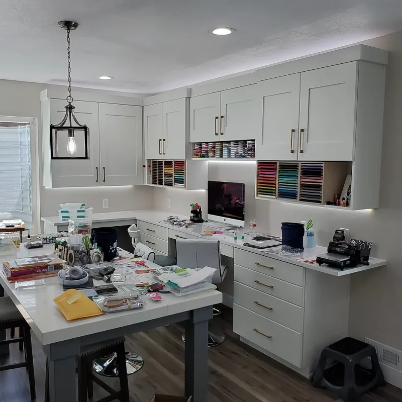 Basement Finishing Utah- custom basement craft room with space for quilting