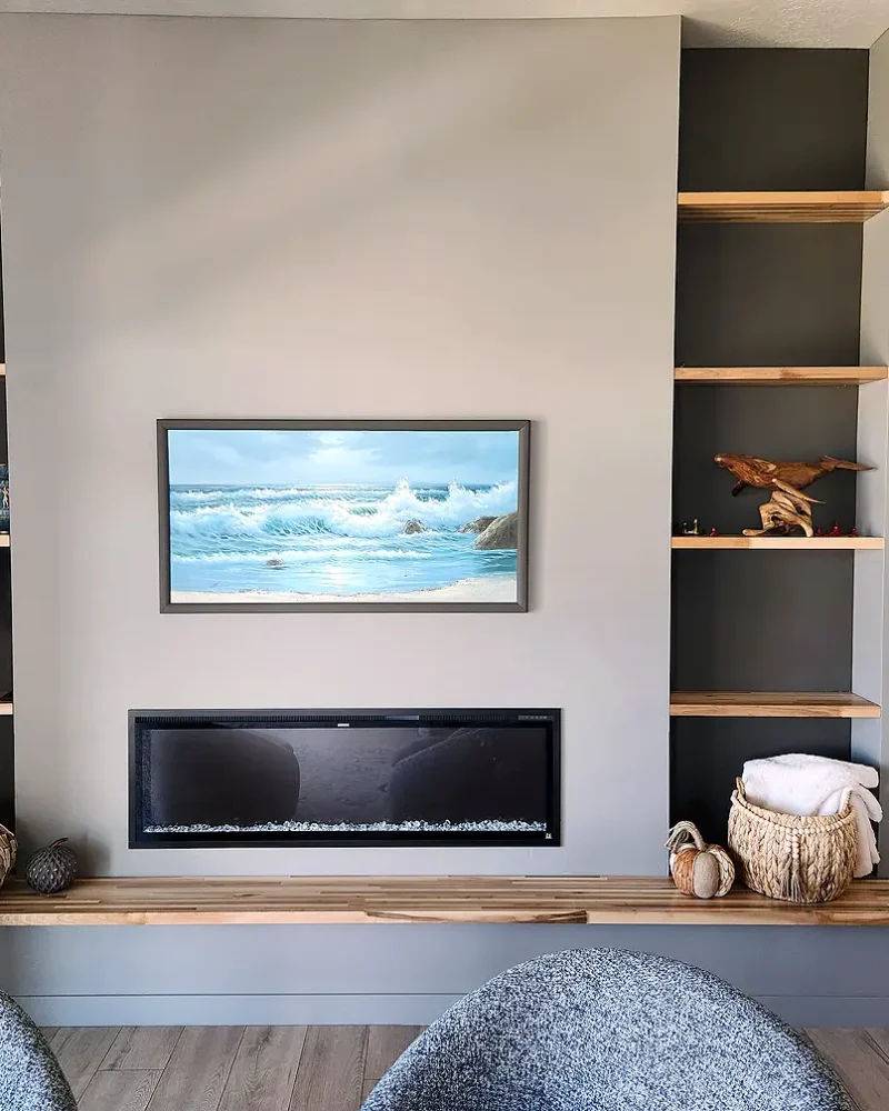 Basement Remodeling- simple theater room with a big screen TV